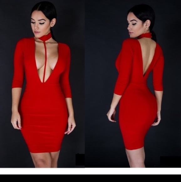 red choker dress